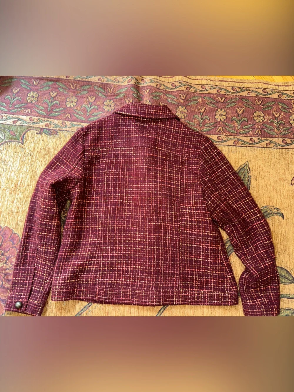 Laura Ashley Burgundy Tweed Button Jacket blazer ladies sz petite S